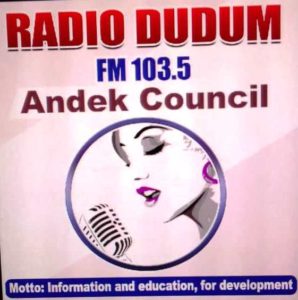 sign board of Radio Dudum, Andek Council