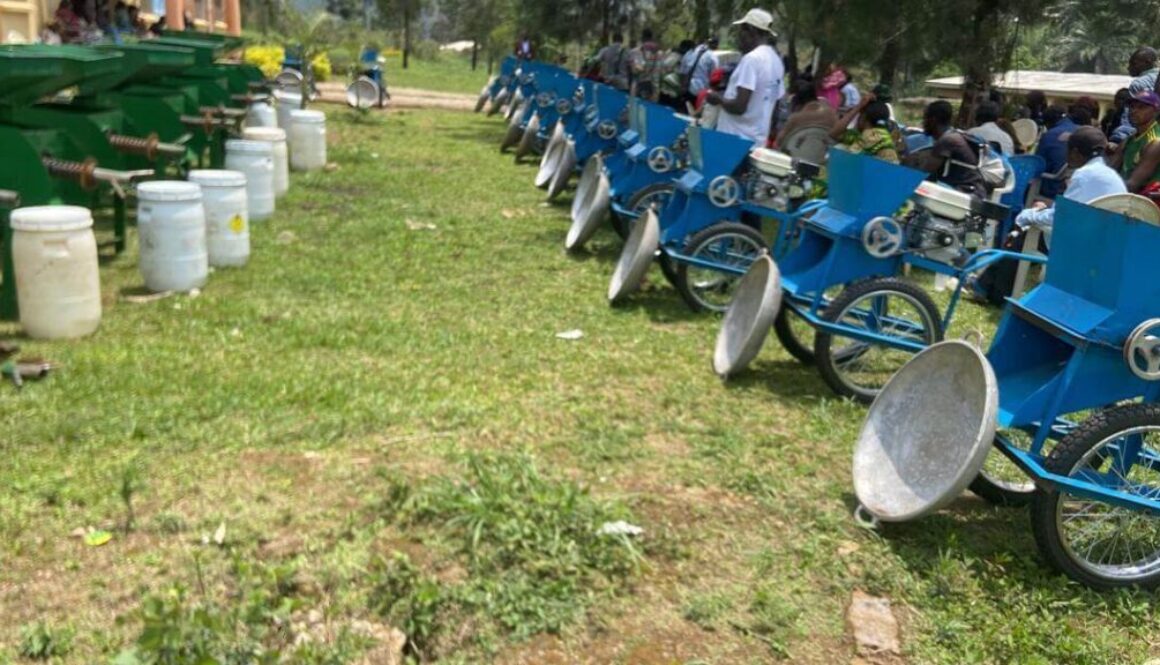 Motor powered cassava grinding machines and motor powered oil presses handed over to some beneficiary farmers of Andek Municipality