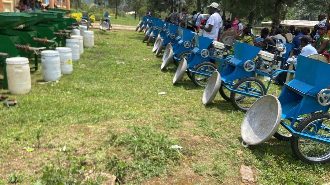 Motor powered cassava grinding machines and motor powered oil presses handed over to some beneficiary farmers of Andek Municipality